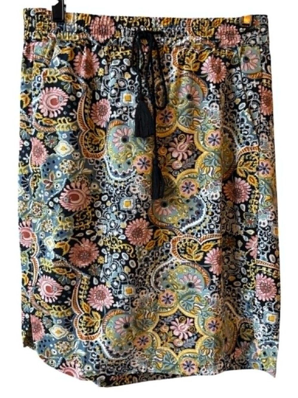 LOFT Outlet Medium Drawstring Skirt Floral Paisley Boho Stretch Midi